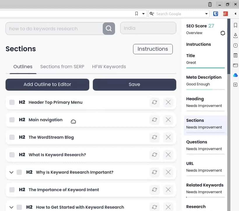 seo sections